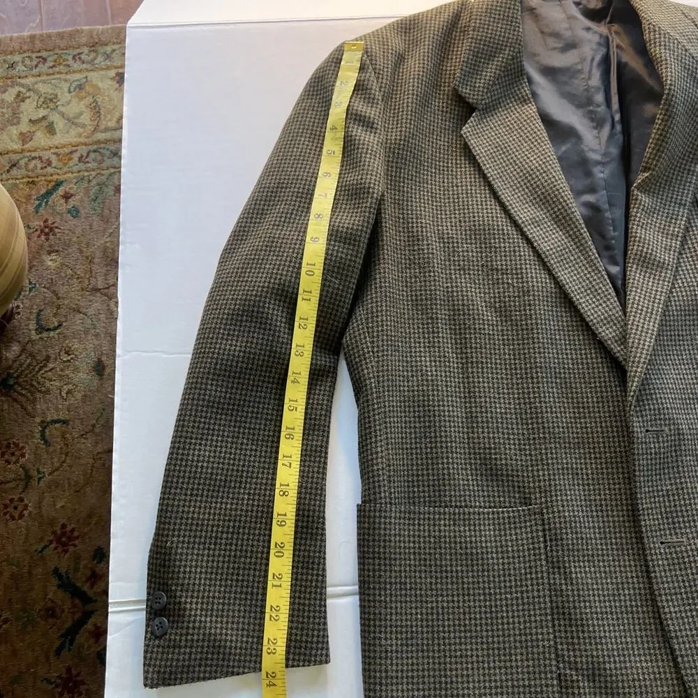 I.N.C. Vintage Houndstooth Olive/ Brown Blazer Sport Coat Retro 90’s 42R Men